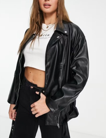 Geacă Imitație Piele ASOS, negru