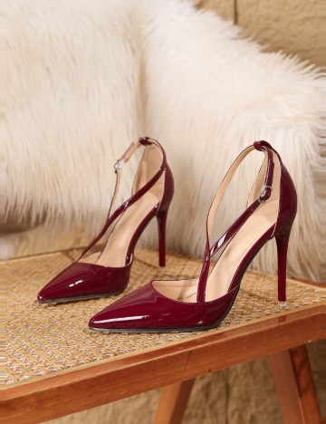 Pantofi cu toc Shein, vișiniu
