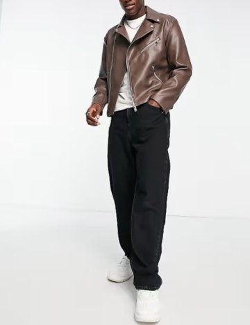 Jachetă imitație de piele ASOS, maro