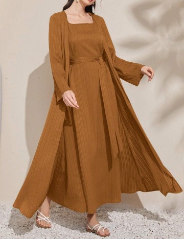 Set Rochie și Cardigan Shein, maro