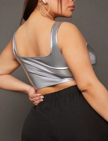 Top Shein Curve+, argintiu