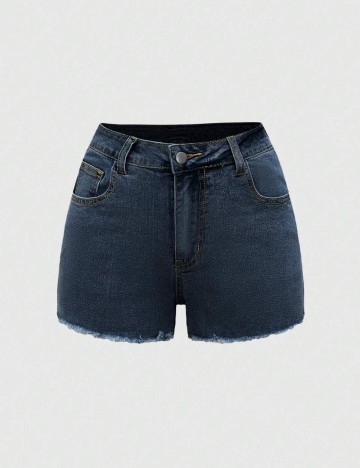 Pantaloni scurți de blugi Romwe by Shein, albastru