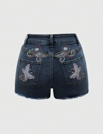 Pantaloni scurți de blugi Romwe by Shein, albastru