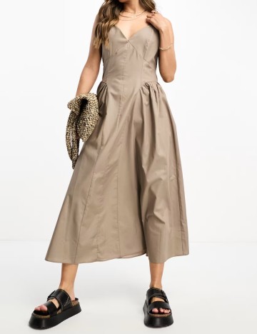 Rochie midi ASOS, bej