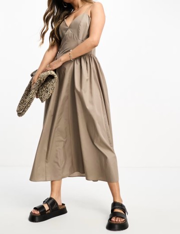 Rochie midi ASOS, bej