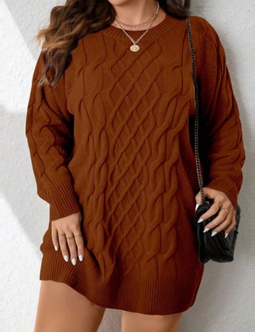 Rochie midi Shein Curve+, cărămiziu