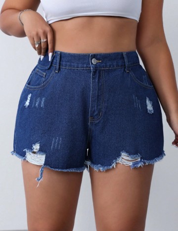 Pantaloni scurți Shein Curve+, albastru