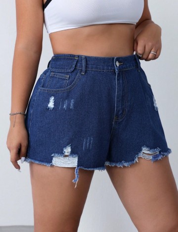 Pantaloni scurți Shein Curve+, albastru