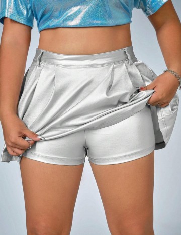Fustă Pantalon Shein Curve+, argintiu