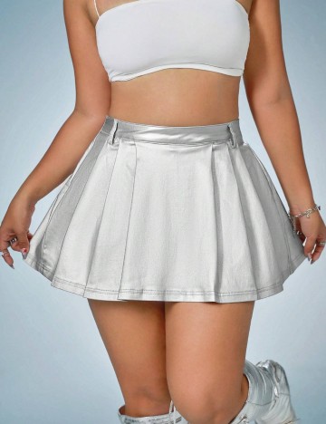 Fustă Pantalon Shein Curve+, argintiu