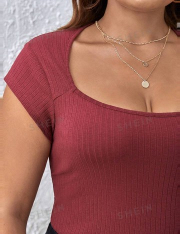 Tricou Shein Curve+, vișiniu