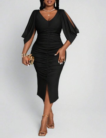 Rochie midi Shein Curve+, negru