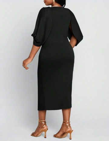 Rochie midi Shein Curve+, negru