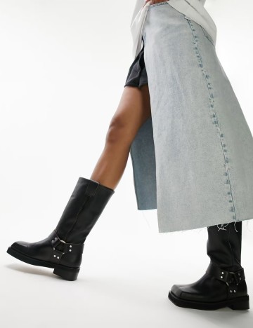 Cizme din piele Topshop, negru