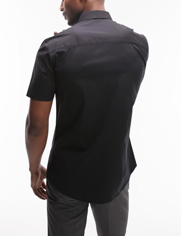 Cămașă cu mânecă scurtă Topman, negru