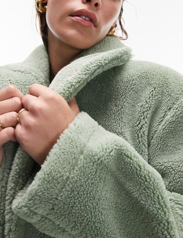 Haină De Blană Topshop, verde