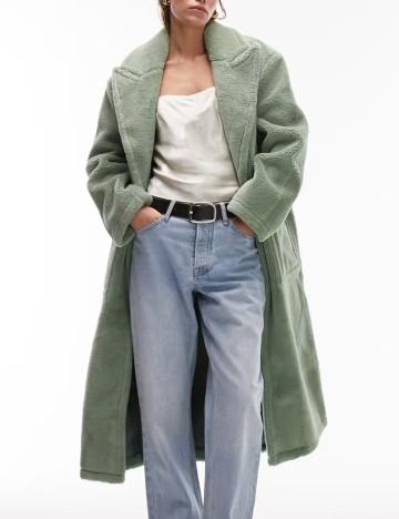 Haină De Blană Topshop, verde