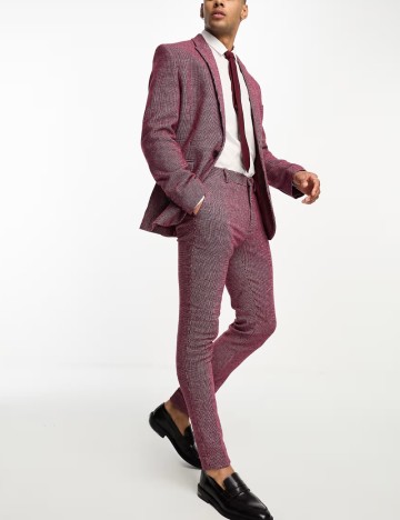 Pantaloni de costum ASOS, vișiniu