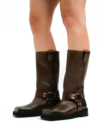 Cizme din piele Topshop, maro