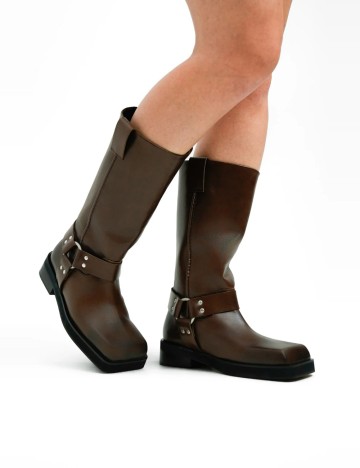 Cizme din piele Topshop, maro