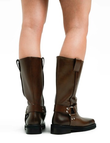 Cizme din piele Topshop, maro