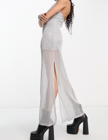 Rochie maxi extro&vert, argintiu