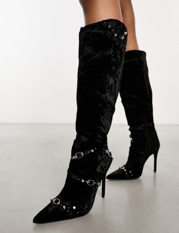 Cizme cu toc Public Desire, negru
