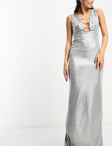 Rochie maxi ASOS, argintiu