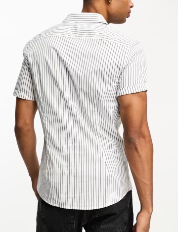 Cămașă cu mânecă scurtă ASOS, alb