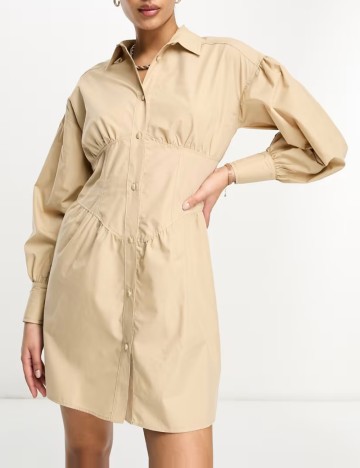 Rochie tip cămașă ASOS, bej