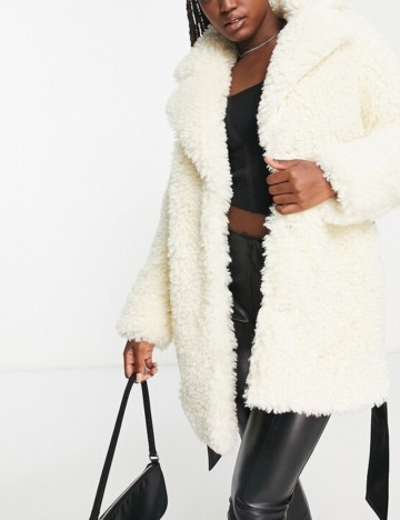 Haină De Blană Miss Selfridge, crem