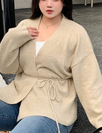 Cardigan Shein Curve+, bej