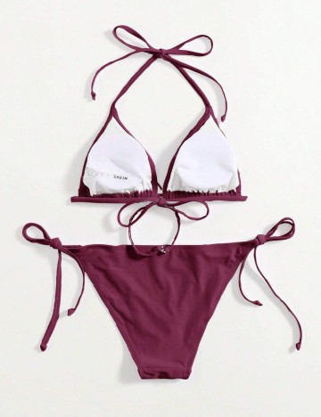 Costum de baie Shein, burgundy