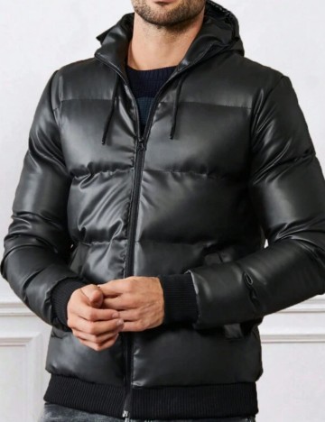 Geacă Imitație Piele Shein, negru