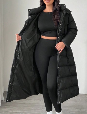 Geacă lungă Shein Curve+, negru
