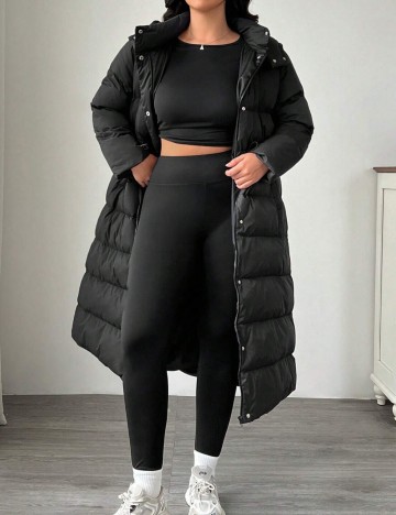 Geacă lungă Shein Curve+, negru