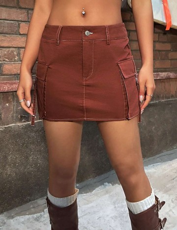 Fustă mini SHEIN EZwear, cărămiziu