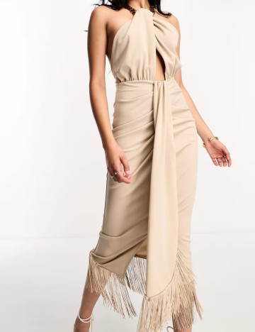 Rochie midi ASOS, bej