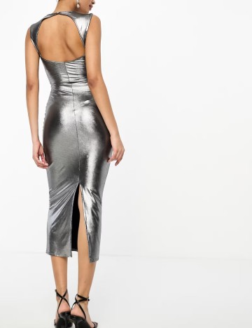 Rochie maxi ASOS, argintiu