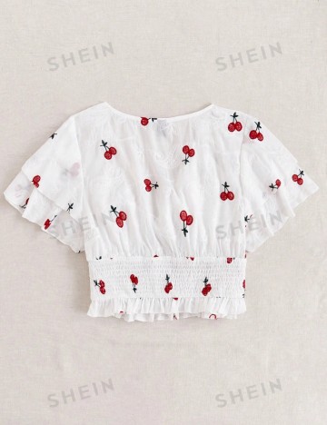 Cămașă cu mânecă scurtă Shein Curve+, alb