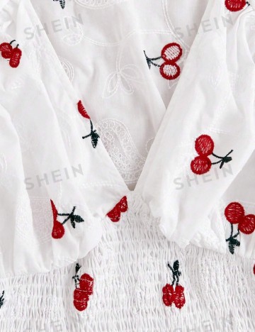 Cămașă cu mânecă scurtă Shein Curve+, alb