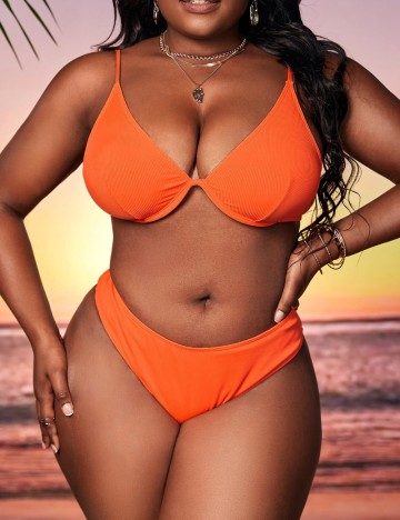 Costum de baie Shein Curve+, portocaliu