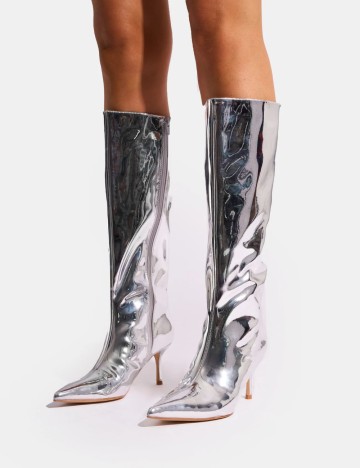 Cizme cu toc Public Desire, argintiu