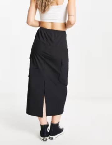 Fustă midi Pull&Bear, negru