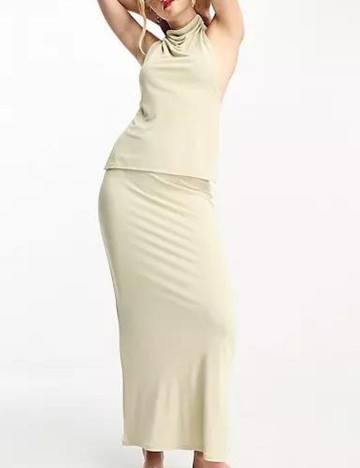 Fustă maxi Pull&Bear, verde fistic