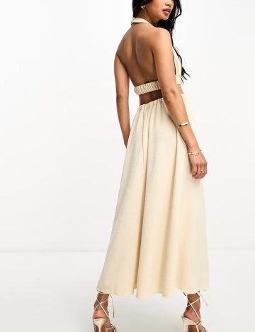 Rochie maxi ASOS, crem