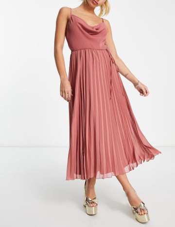 Rochie midi ASOS, rose pink