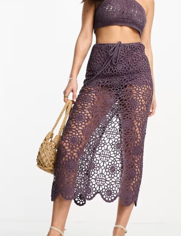 Fustă midi Pull&Bear, mov