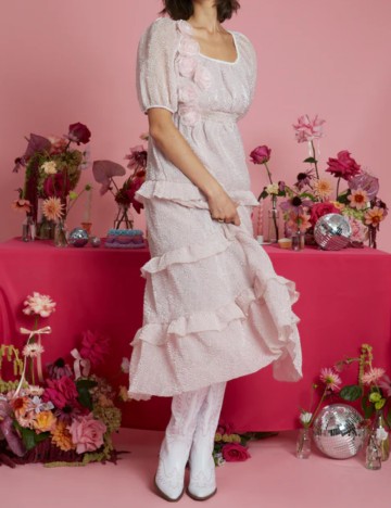 Rochie midi Neon Rose, pudra