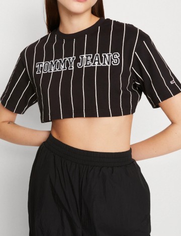Top Tommy Jeans, negru